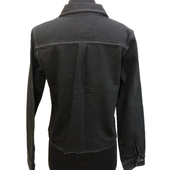 RVCA Daze Denim Jacket Raw Hem Button Up Pockets M (10) Black Skater Streetwear - Picture 3 of 13